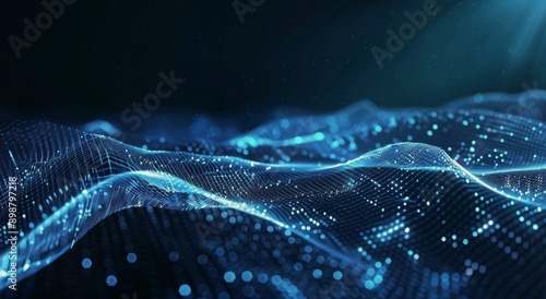 Blue Background With Wave of Light