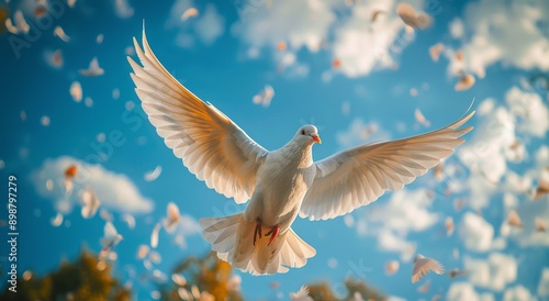 Graceful White Bird Soaring Through the Sky