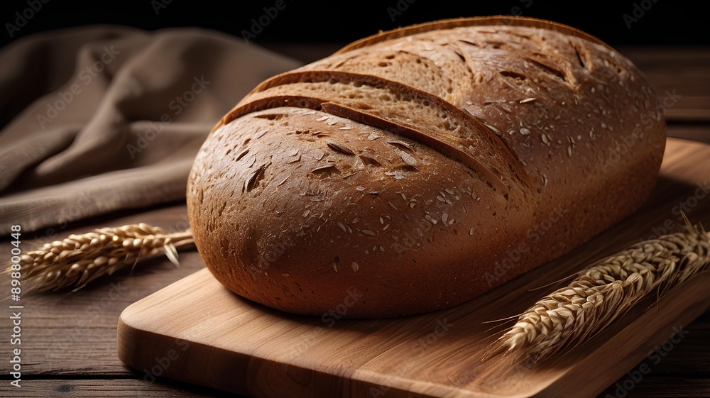 loaf of fresh and tasty bread and wheat loaf of fresh and tasty bread and wheat