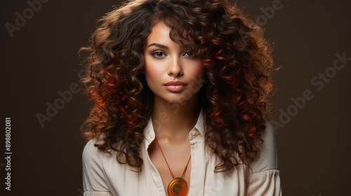 Woman Posing for Picture With Long Curly Hair