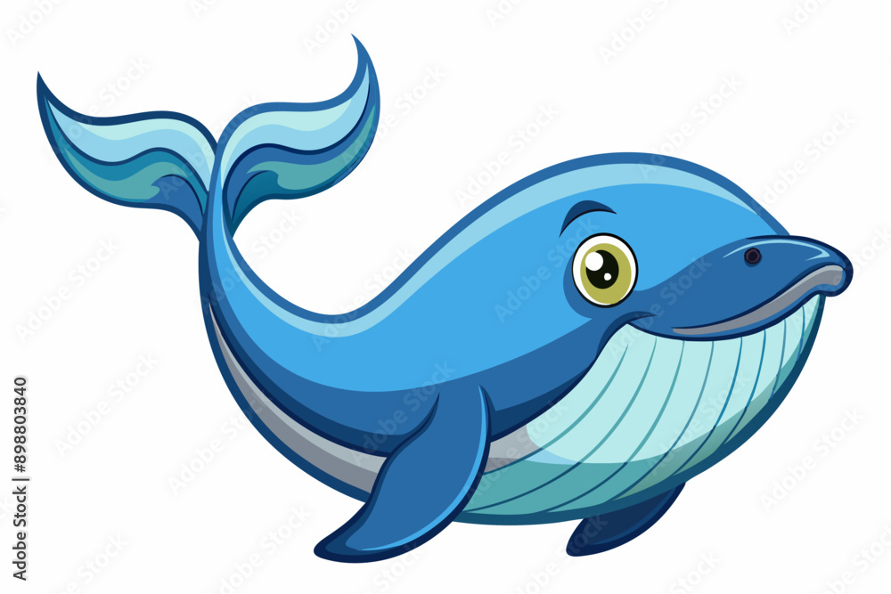 Obraz premium Funny Whale Vector Illustration, Cartoon Clipart And Line Art Design, Funny whale vector illustration with white background, ideal for cartoons and clipart