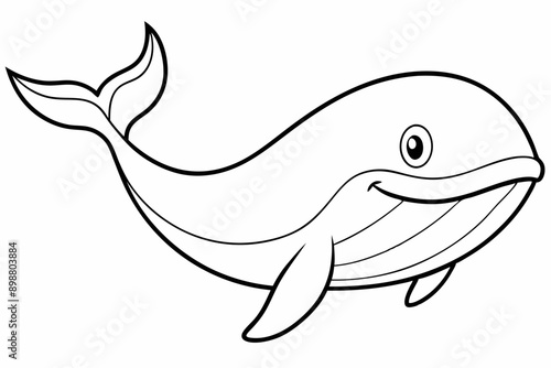 Funny Whale Vector Illustration, Cartoon Clipart And Line Art Design, Funny whale vector illustration with white background, ideal for cartoons and clipart