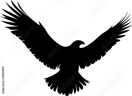 Oiseau en vol, silhouette noir sur fond blanc