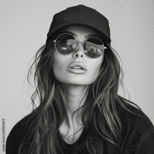 Woman Wearing Sunglasses and Hat