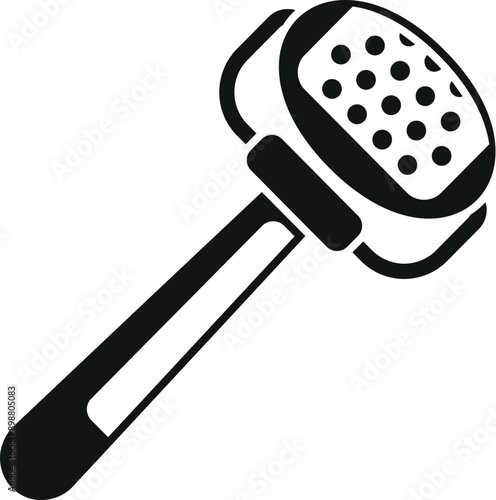 Black silhouette of a meat tenderizer with a textured surface for pounding meat
