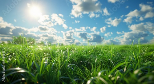Sun Setting Over Field of Grass