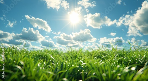Sun Setting Over Field of Grass