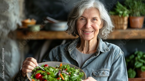 Woman Holding Plate With Salad