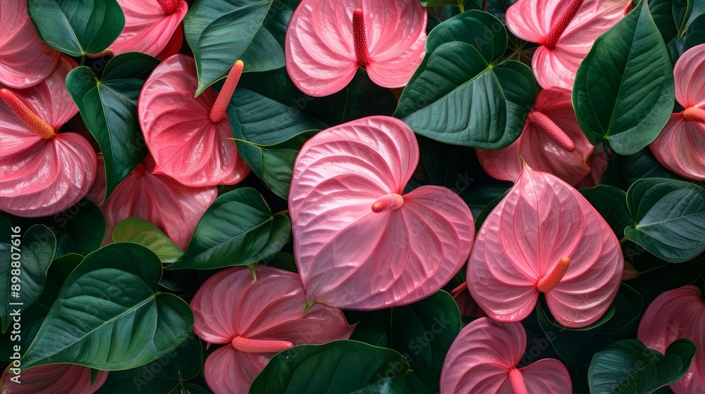 custom made wallpaper toronto digitalLovely pink anthurium flowers surrounded by rich green leaves in a lush arrangement