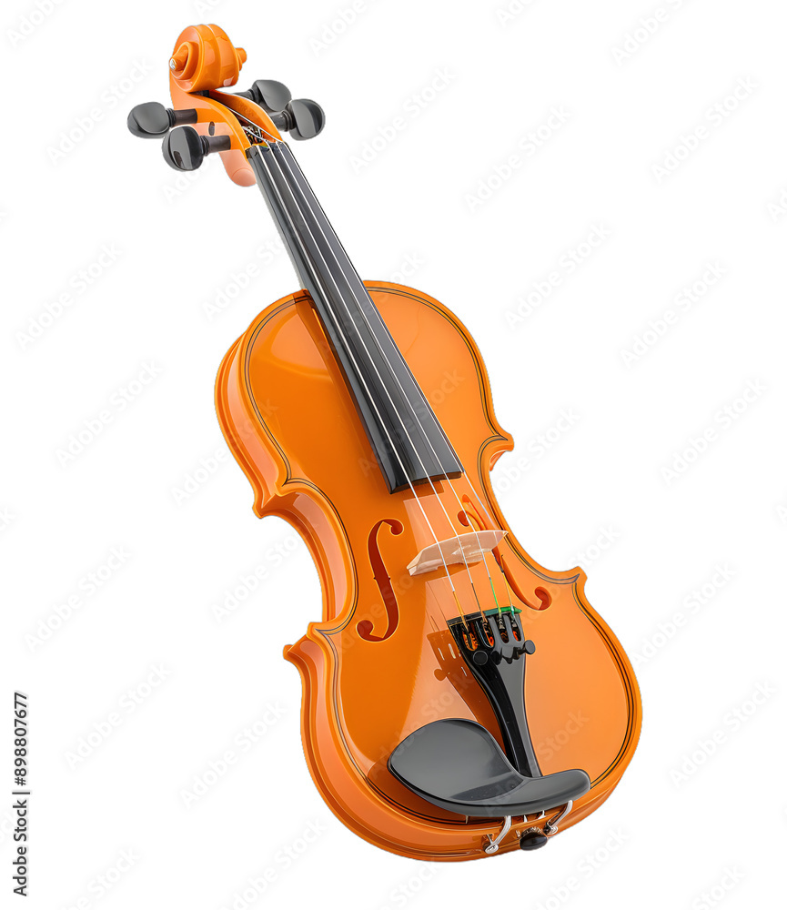 Fototapeta premium [Transparent Background PNG]Orange violin on white background