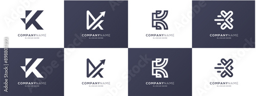 Collection of letter K with check mark, arrow, speed line logo vector ideas. Modern design for your business development.