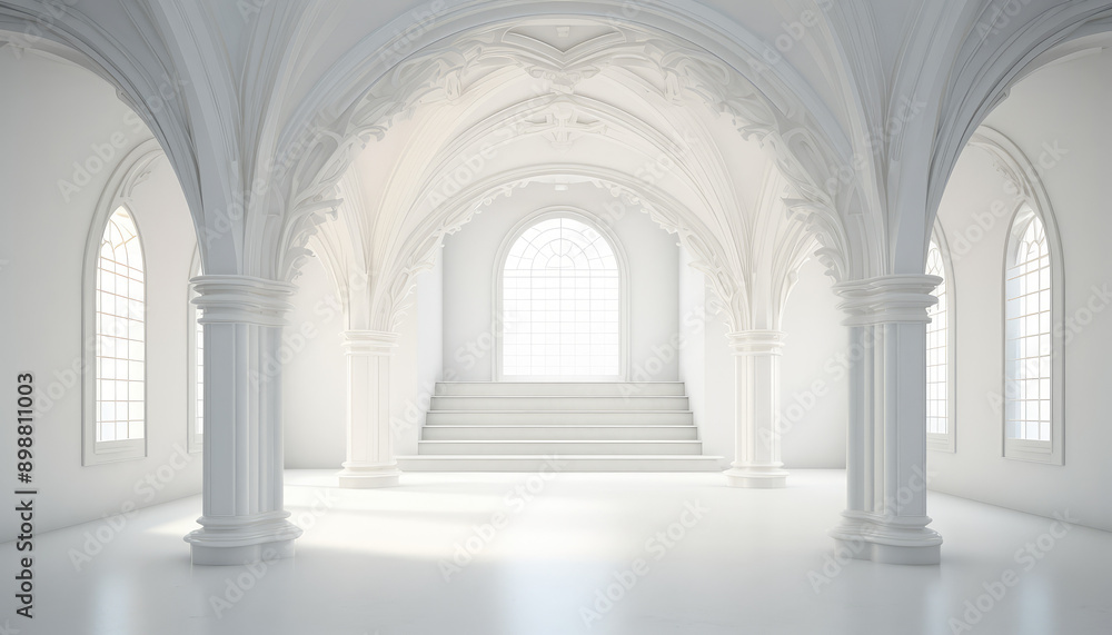Fototapeta premium interior of the baroque cathedral of the assumption of our person with many detailed arches