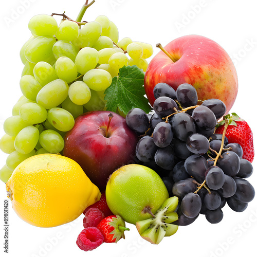 [Transparent Background PNG]Assortment of Fresh Fruits Isolated on White Background