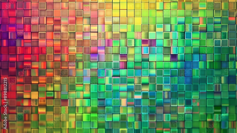 Abstract background forming from glowing squares in green red and yellow, great for technology or entertainment themes Abstract background forming from glowing squares in green red and yellow, great for technology or entertainment themes