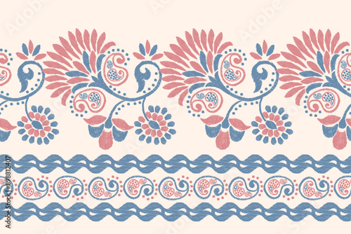 Motifs Ikat floral paisley embroidery background.geometric ethnic oriental pattern traditional.Aztec-style abstract. design for texture, fabric, clothing, wrapping, decoration