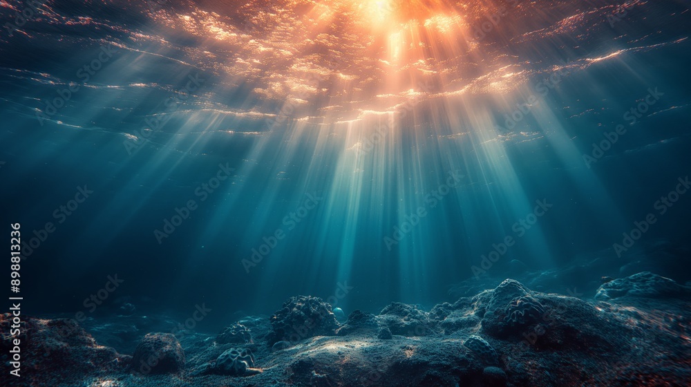 Sunlight Rays Underwater, Suitable for Nature and Marine Life Themes Sunlight Rays Underwater, Suitable for Nature and Marine Life Themes