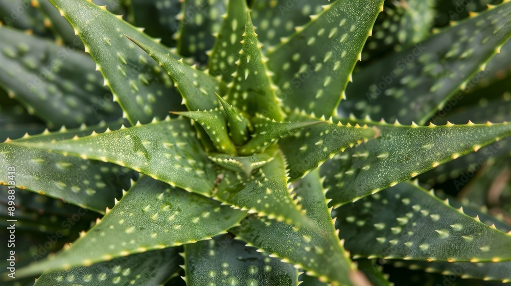 Aloe vera plant leaves showing detailed texture and color under natural light Aloe vera plant leaves showing detailed texture and color under natural light
