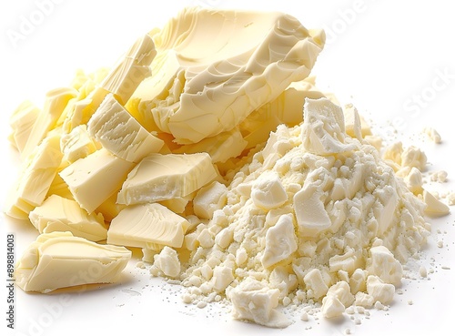 White chocolate chunks and cocoa powder