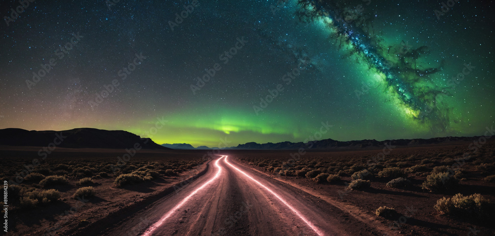 Obraz premium Futuristic Night Sky On Another Planet