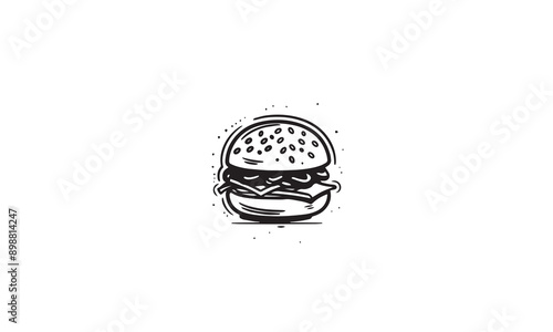 hamburger logo design black simple flat icon on white background