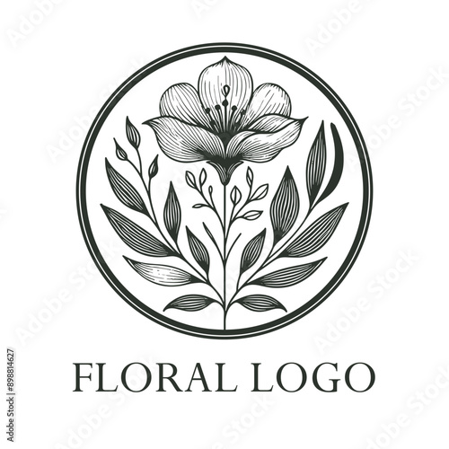 Trendy botanical luxury flower hand drawn lines logo design © sabbir