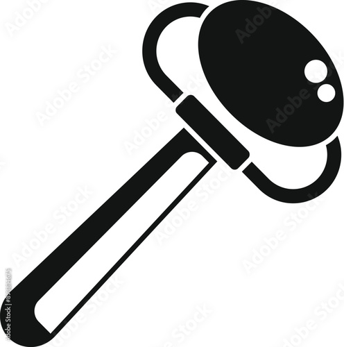 Black and white silhouette of a baby beanbag rattle, a classic toy designed for auditory and tactile stimulation