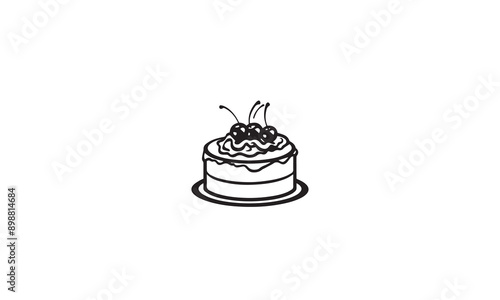 cake logo design black simple flat icon on white background