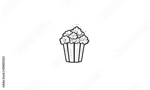 popcorn logo design black simple flat icon on white background