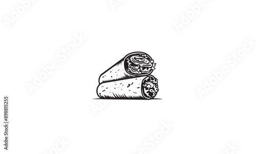 burrito logo design black simple flat icon on white background