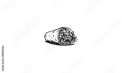 burrito logo design black simple flat icon on white background