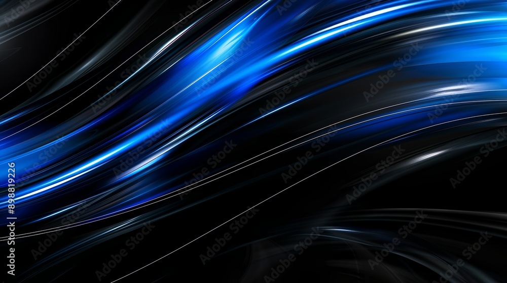 Blue streaks of light flowing on a black abstract background Blue streaks of light flowing on a black abstract background