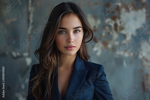 portrait of a businesswoman person in full height. full body seen. wearing a business suit. beautiful brunette woman. looking forward. Generative AI