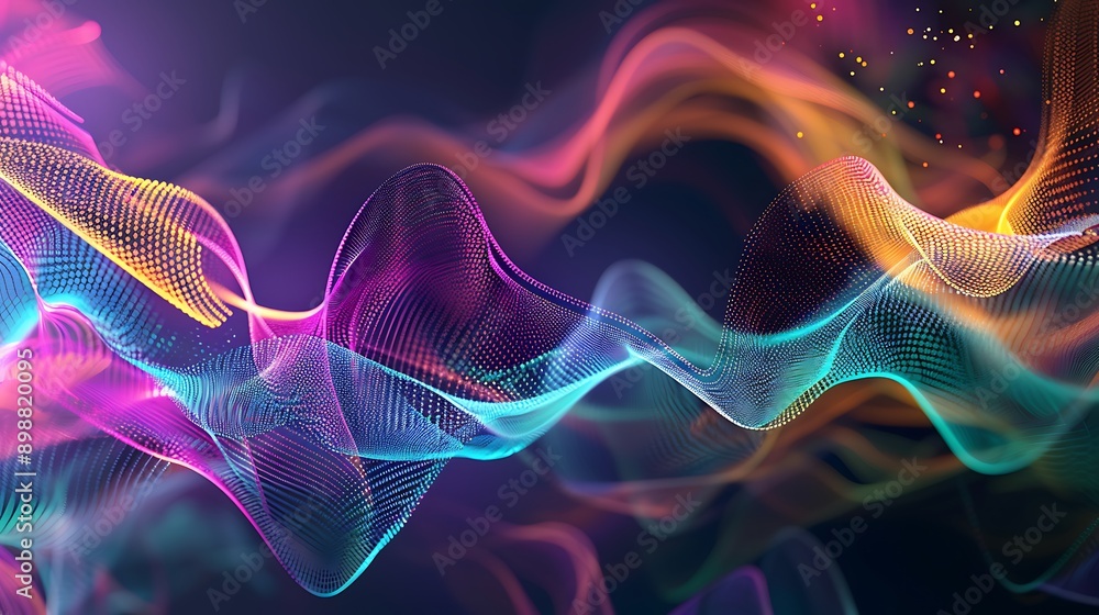 Fototapeta premium Digital pulse lines with vibrant colors on a dark background 