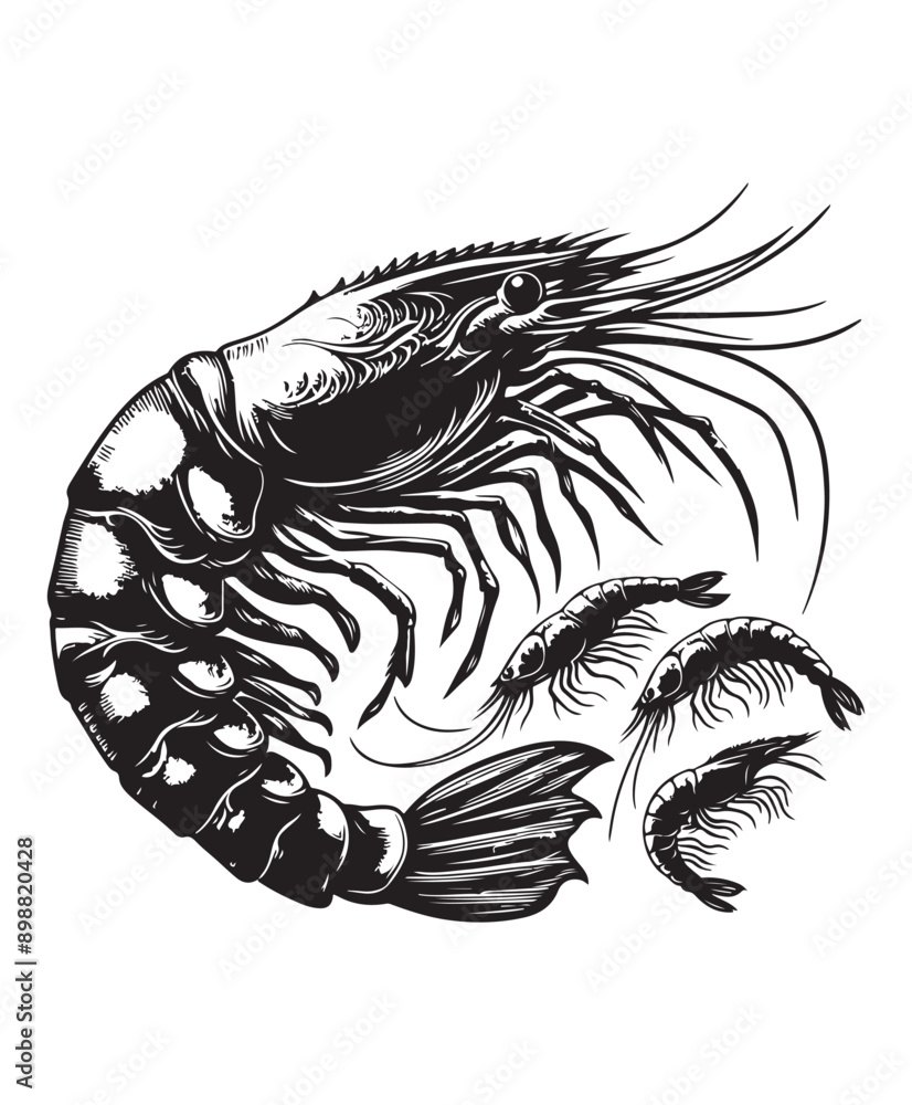 Fototapeta premium vector shrimp fish vector art,graphics shrimp fishs icons set,vintage illustration shrimp fish clipart,vector shrimp fishs flat style artwork design