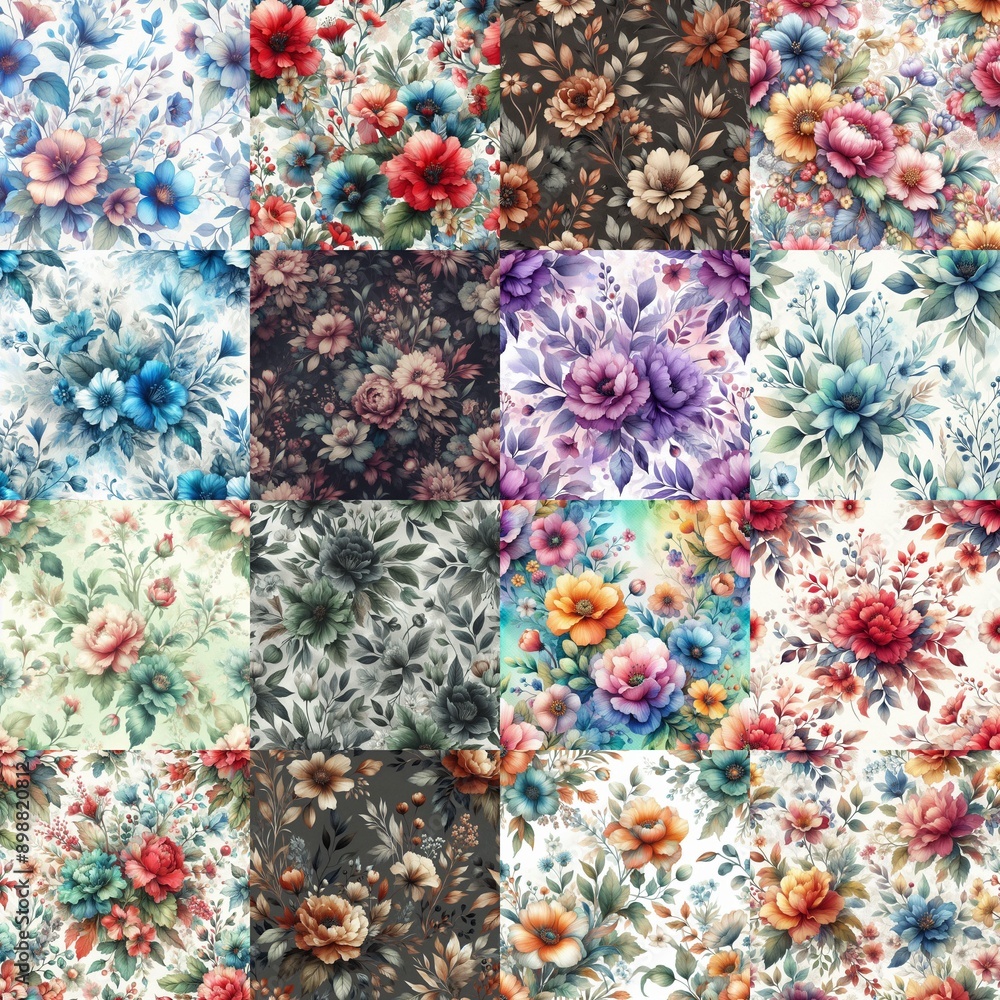 Watercolor flowers paint style backgrounds. AI generated illustration Watercolor flowers paint style backgrounds. AI generated illustration