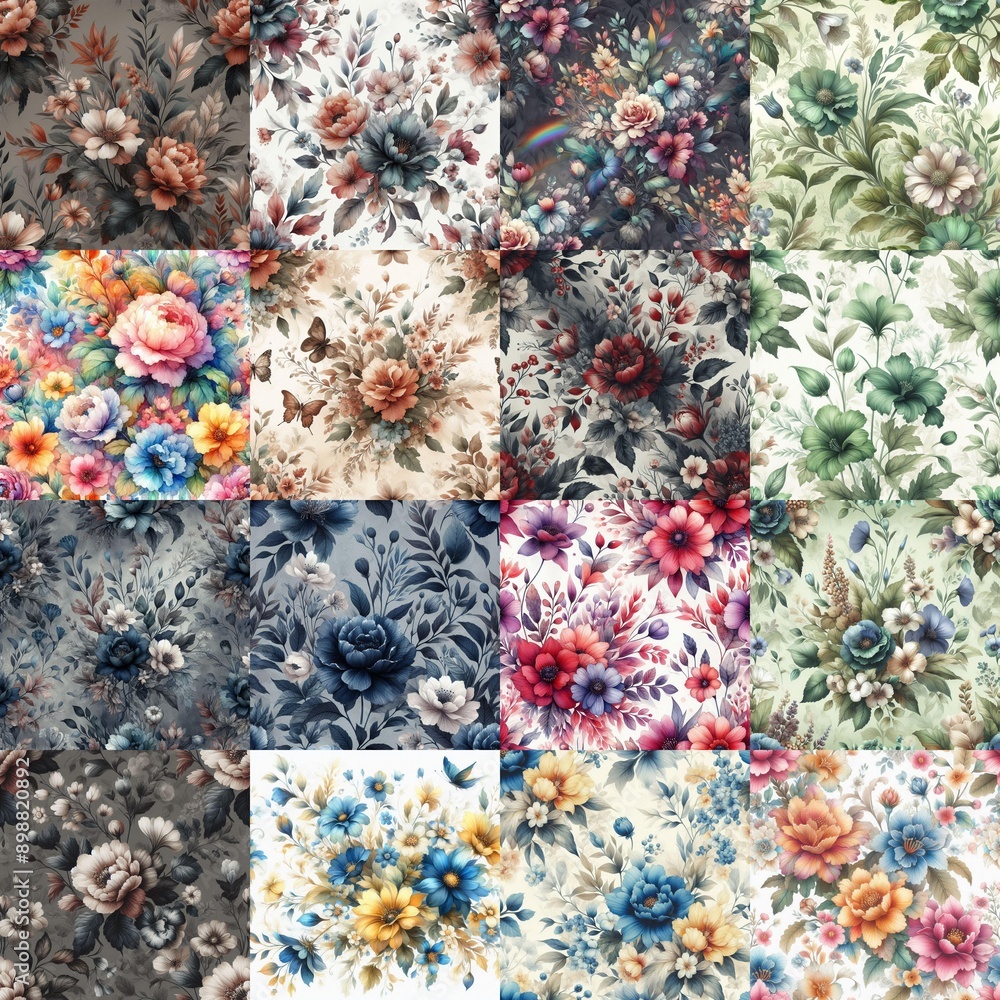 Watercolor flowers paint style backgrounds. AI generated illustration Watercolor flowers paint style backgrounds. AI generated illustration