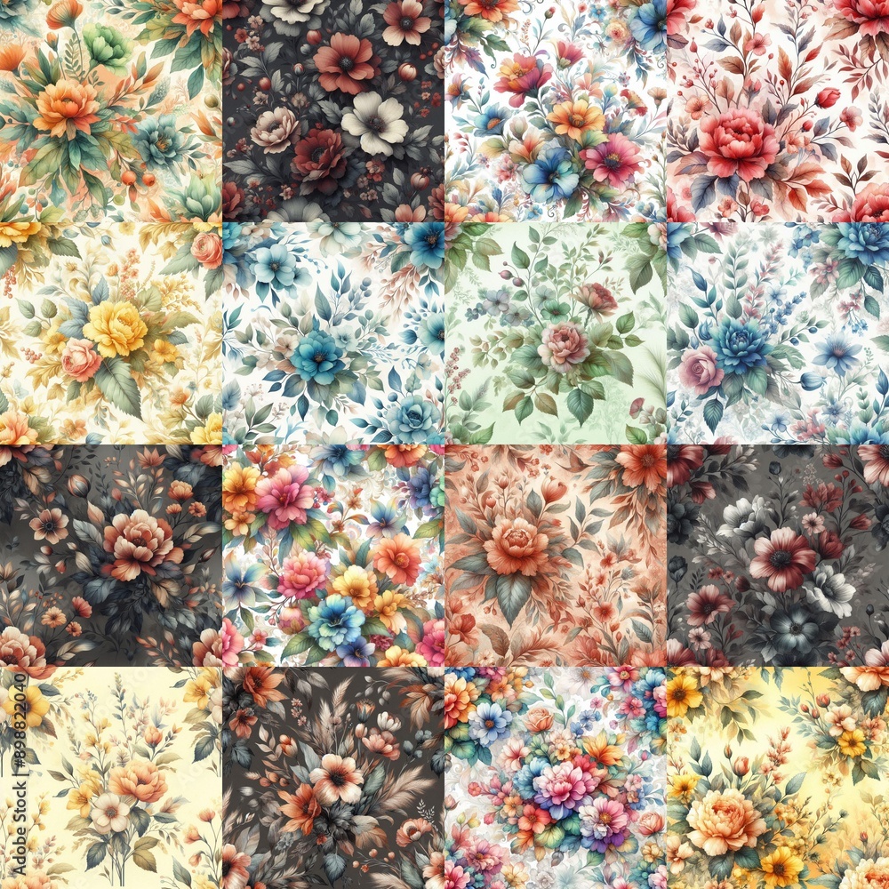 Watercolor flowers paint style backgrounds. AI generated illustration Watercolor flowers paint style backgrounds. AI generated illustration