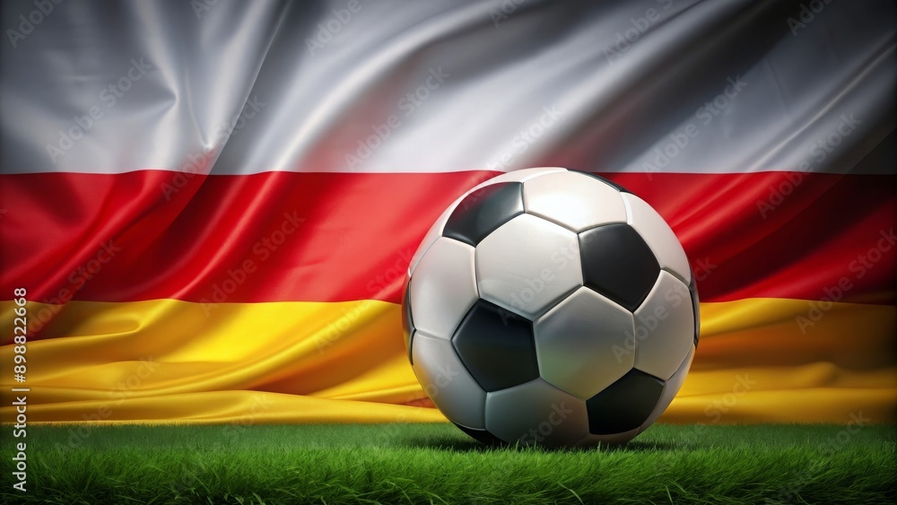 Abstract image of German flag with soccer ball in front, Germany, flag, soccer ball, football, championship Abstract image of German flag with soccer ball in front, Germany, flag, soccer ball, football, championship