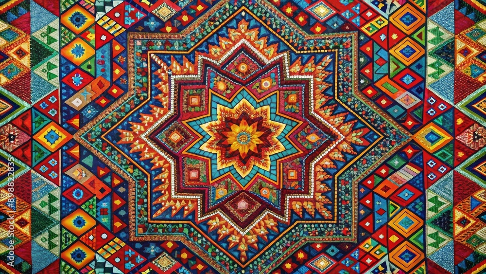 Vibrant geometric patterns merging with a variety of colors creating a visually stunning tapestry , dynamic, vibrant Vibrant geometric patterns merging with a variety of colors creating a visually stunning tapestry , dynamic, vibrant