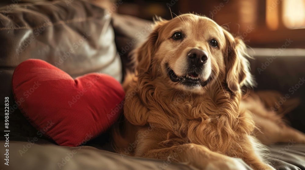 Obraz premium Cupid the canine matchmaker spreading love on a cozy couch