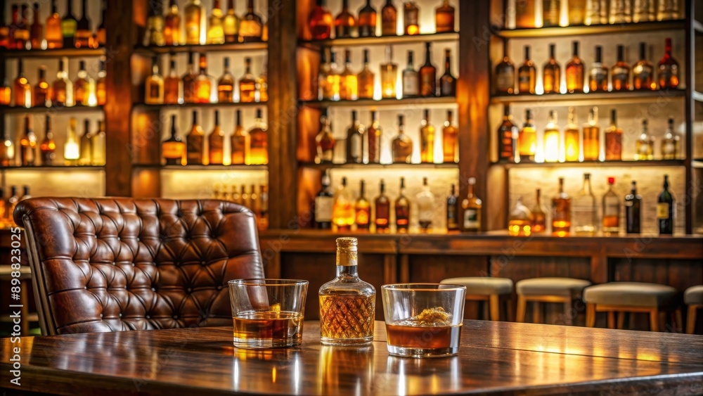 Cozy bar with whisky bottles in background , pub, counter, old english, irish, whisky, bottles, alcohol, cozy, atmosphere Cozy bar with whisky bottles in background , pub, counter, old english, irish, whisky, bottles, alcohol, cozy, atmosphere