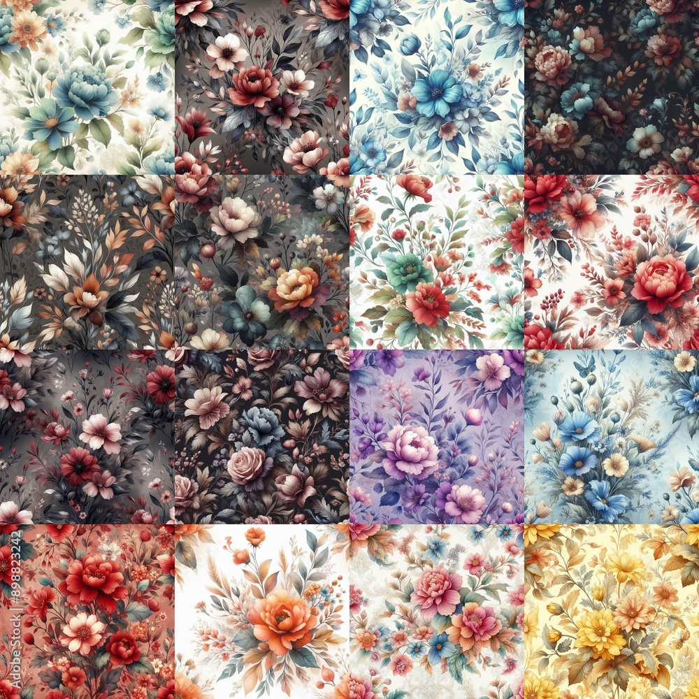 Watercolor flowers paint style backgrounds. AI generated illustration Watercolor flowers paint style backgrounds. AI generated illustration