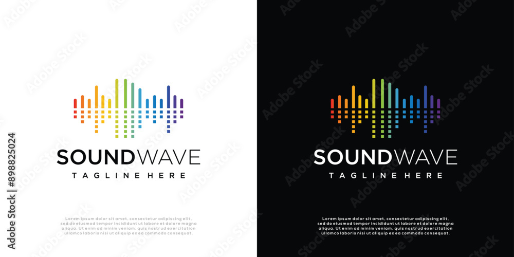 Abstract gradient sound wave logo template, sound wave icon element, audio music symbol. Abstract gradient sound wave logo template, sound wave icon element, audio music symbol.