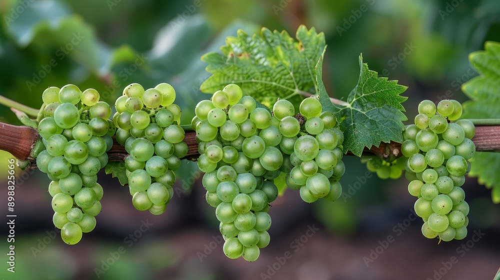 Baby grapes growing on vines in a lush vineyard during late spring Baby grapes growing on vines in a lush vineyard during late spring