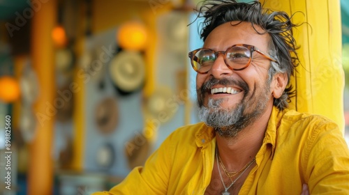 Man Wearing Glasses and Yellow Shirt