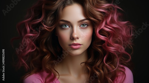 Beautiful Young Woman With Long Curly Hair