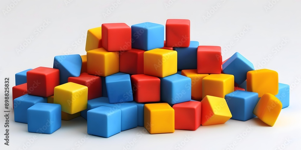 Colorful Toy Blocks Stacked In A Heap Colorful Toy Blocks Stacked In A Heap