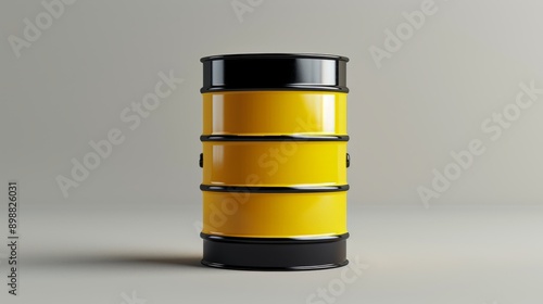 Realistic rendering of yellow and black drum oil in studio setting photo