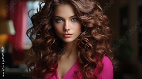 Beautiful Young Woman With Long Curly Hair