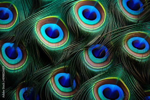 Majestic Showcase of Vibrant Peacock feathers - Exquisite, Colorful, and Magnificently Detailed